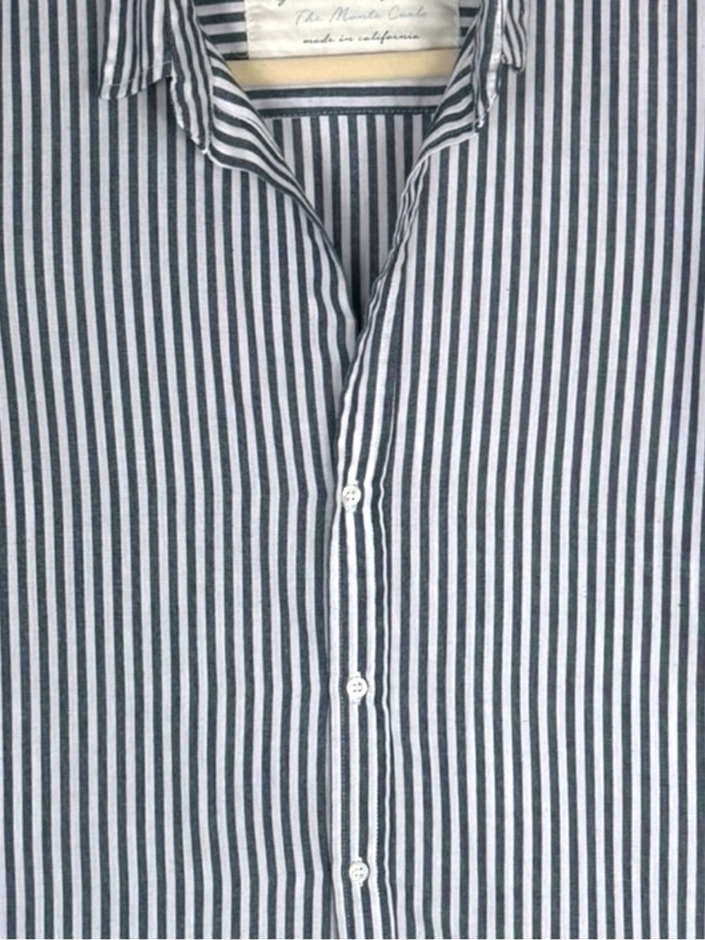 Grant & Grace The Monte Carlo Sun Washed Gray White Stripe Button Front Shirt XL - Picture 9 of 16